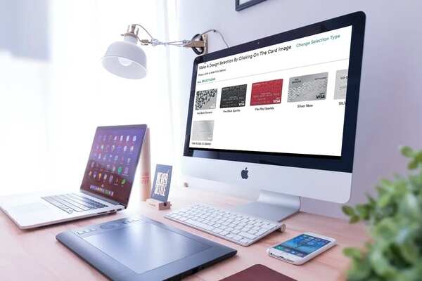 Small succulent in a pot on a tidy desk